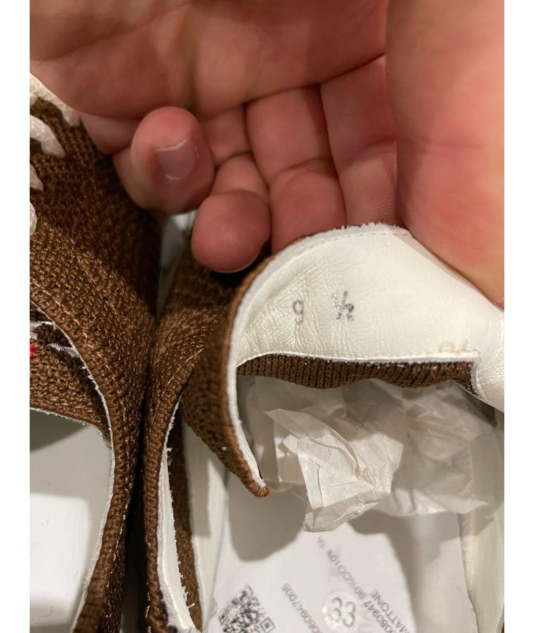 KITON Коричневые текстильные низкие кроссовки / кеды, фото 5