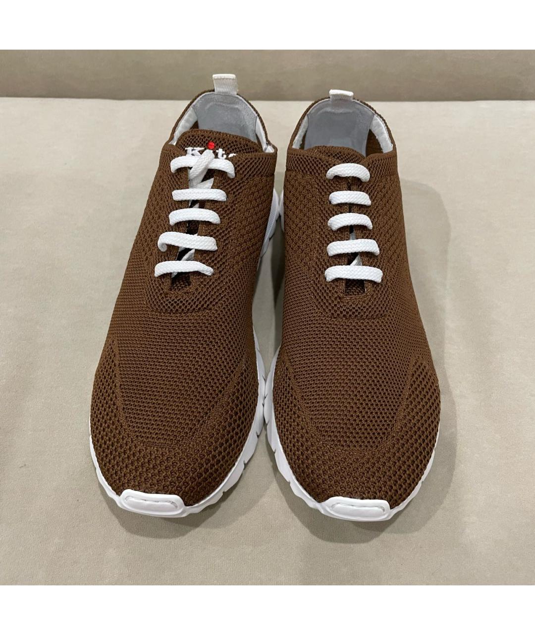 KITON Коричневые текстильные низкие кроссовки / кеды, фото 2