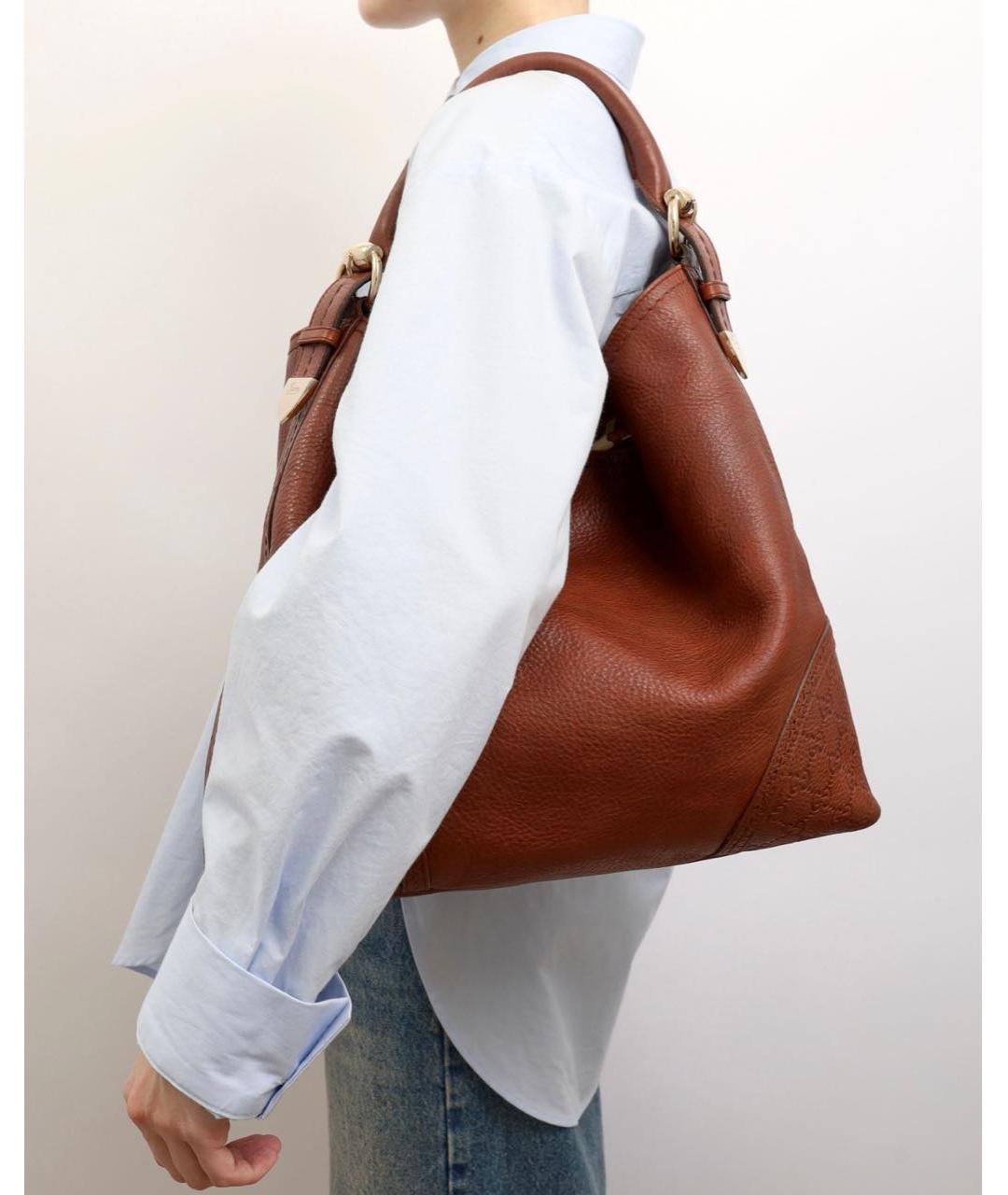 GUCCI Коричневая кожаная сумка через плечо, фото 2