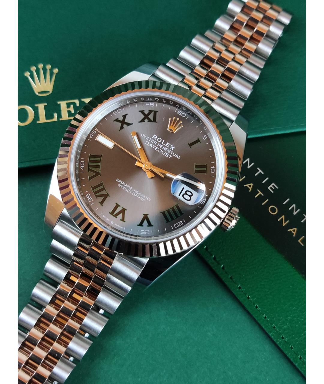 ROLEX Зеленые часы из розового золота, фото 4