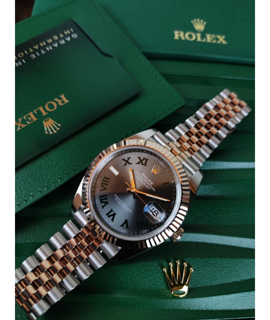 ROLEX Зеленые часы из розового золота, фото 2