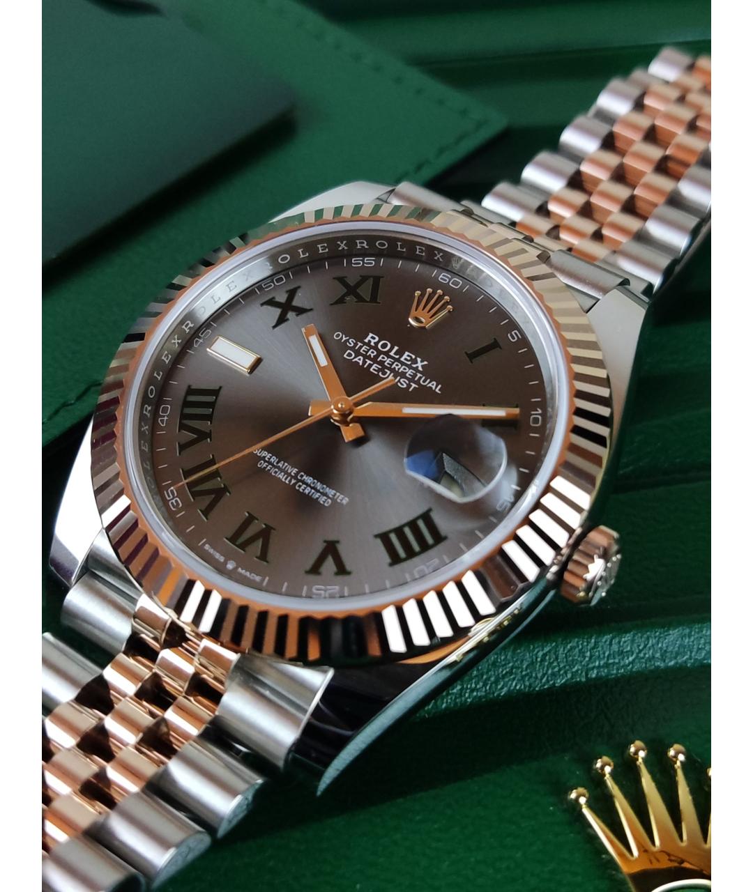 ROLEX Зеленые часы из розового золота, фото 3