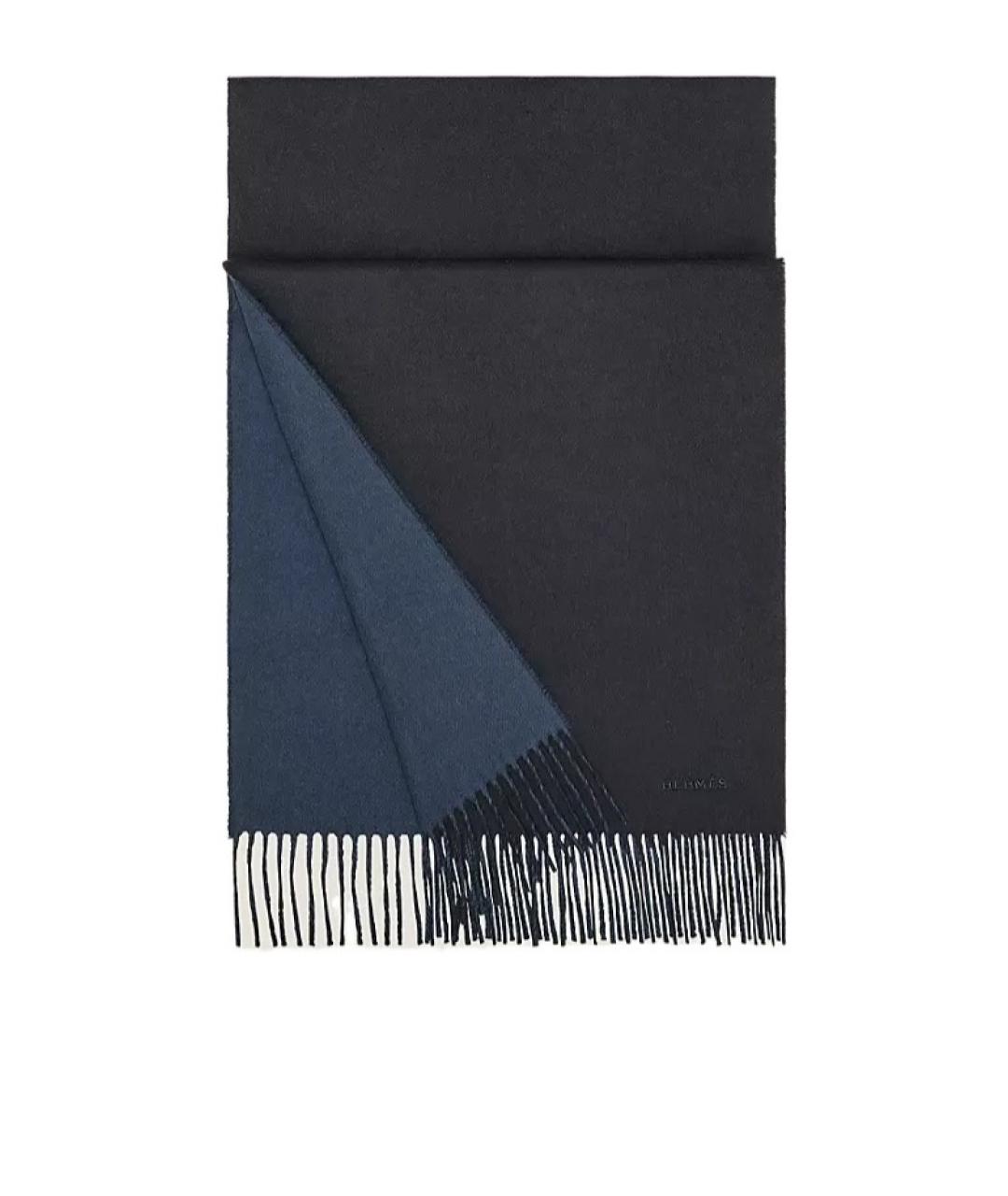 HERMES Черный кашемировый шарф, фото 1