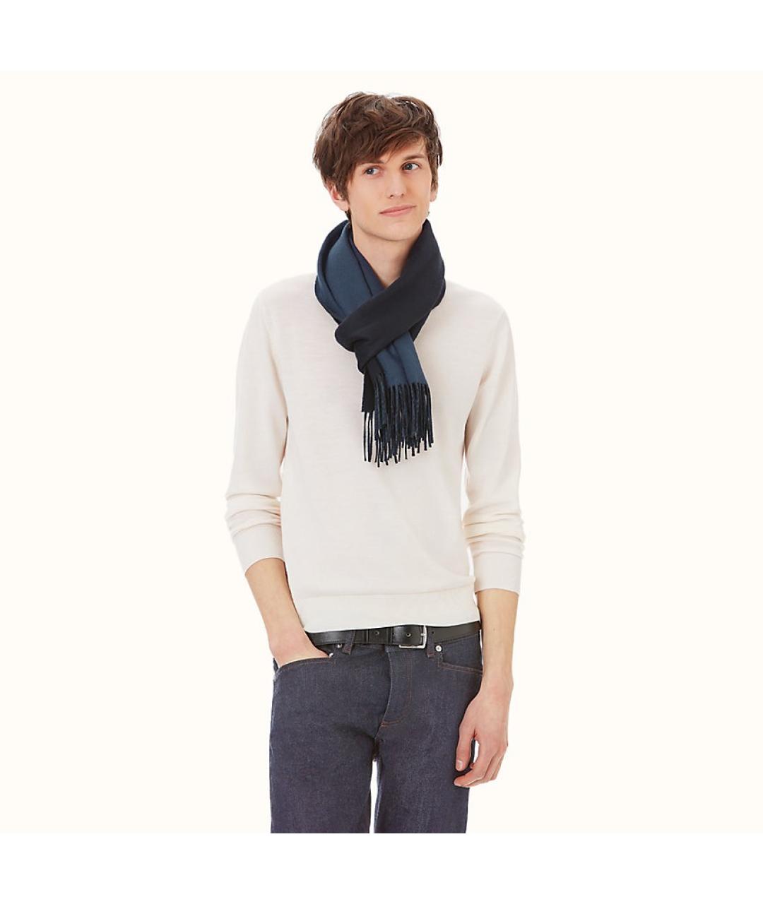 HERMES Черный кашемировый шарф, фото 2