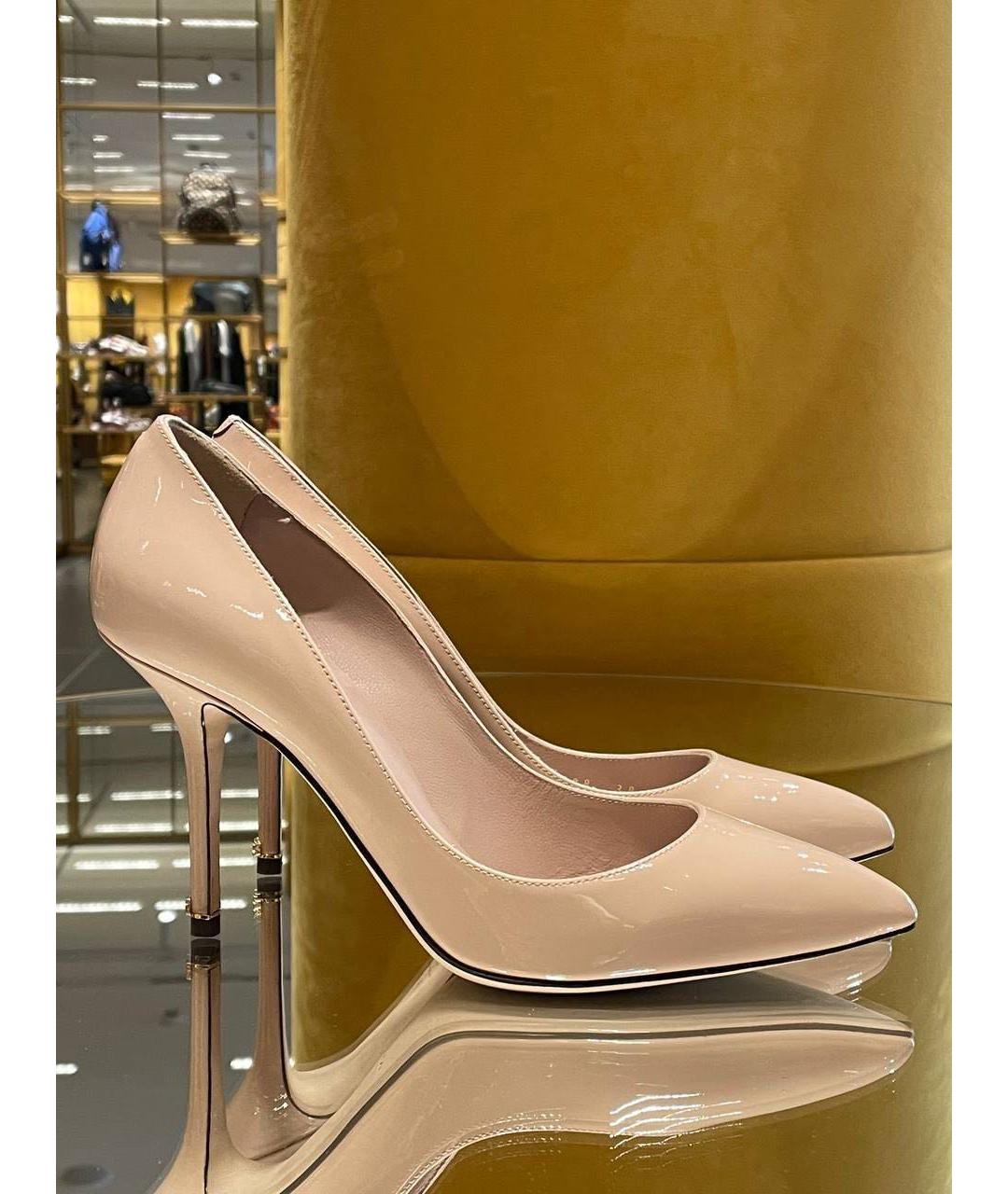 DOLCE&GABBANA Бежевые туфли из лакированной кожи, фото 7