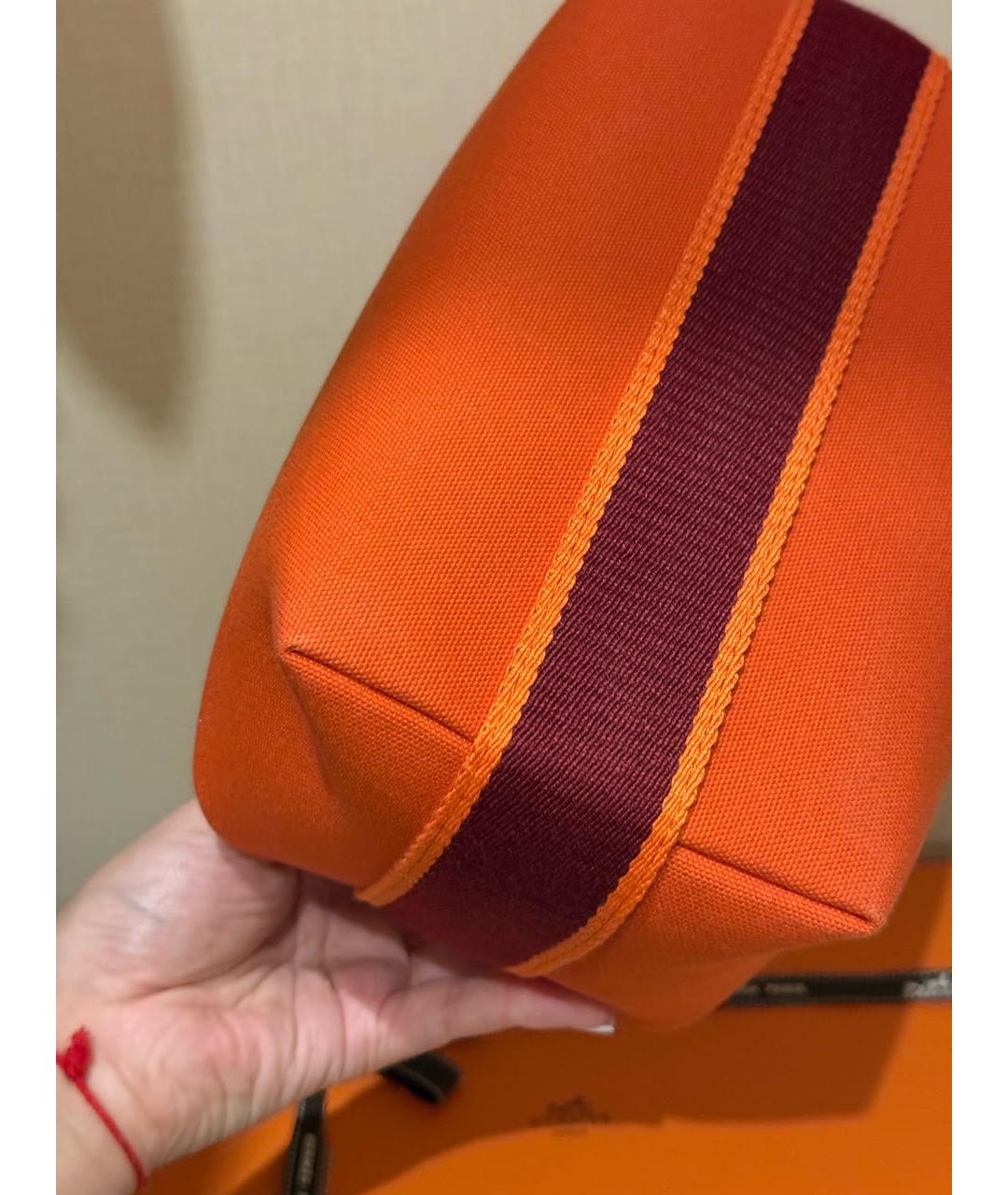 HERMES Оранжевая хлопковая косметичка, фото 7