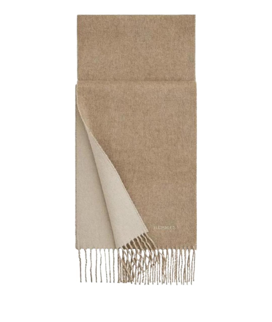 HERMES Бежевый кашемировый шарф, фото 1