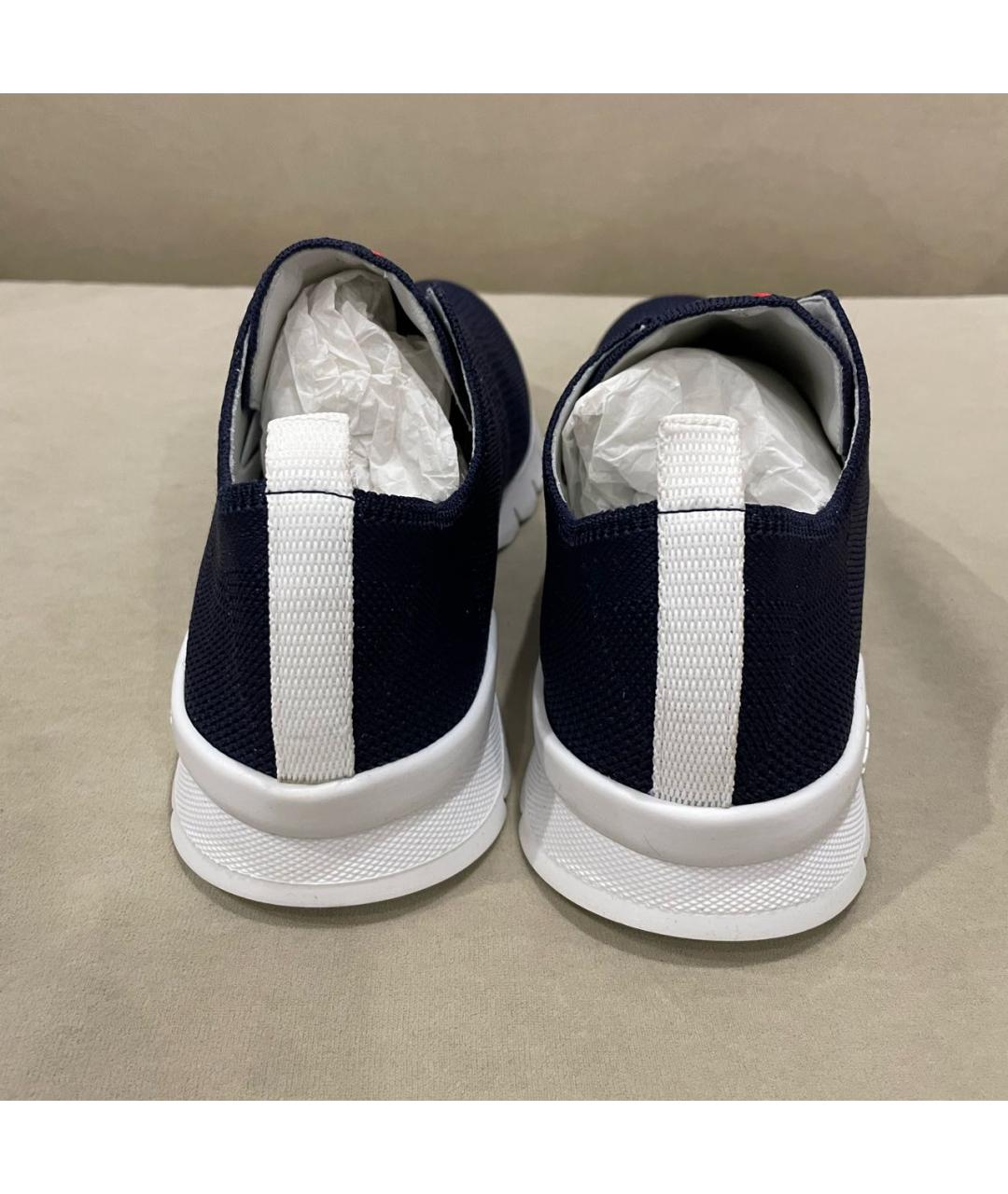 KITON Темно-синие текстильные низкие кроссовки / кеды, фото 4
