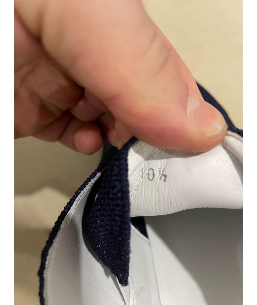 KITON Темно-синие текстильные низкие кроссовки / кеды, фото 6