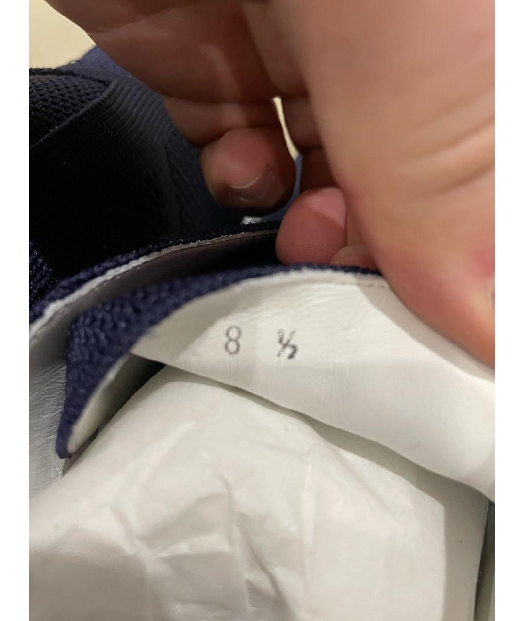 KITON Темно-синие текстильные низкие кроссовки / кеды, фото 5