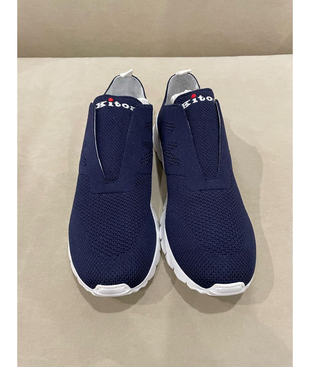 KITON Темно-синие текстильные низкие кроссовки / кеды, фото 2