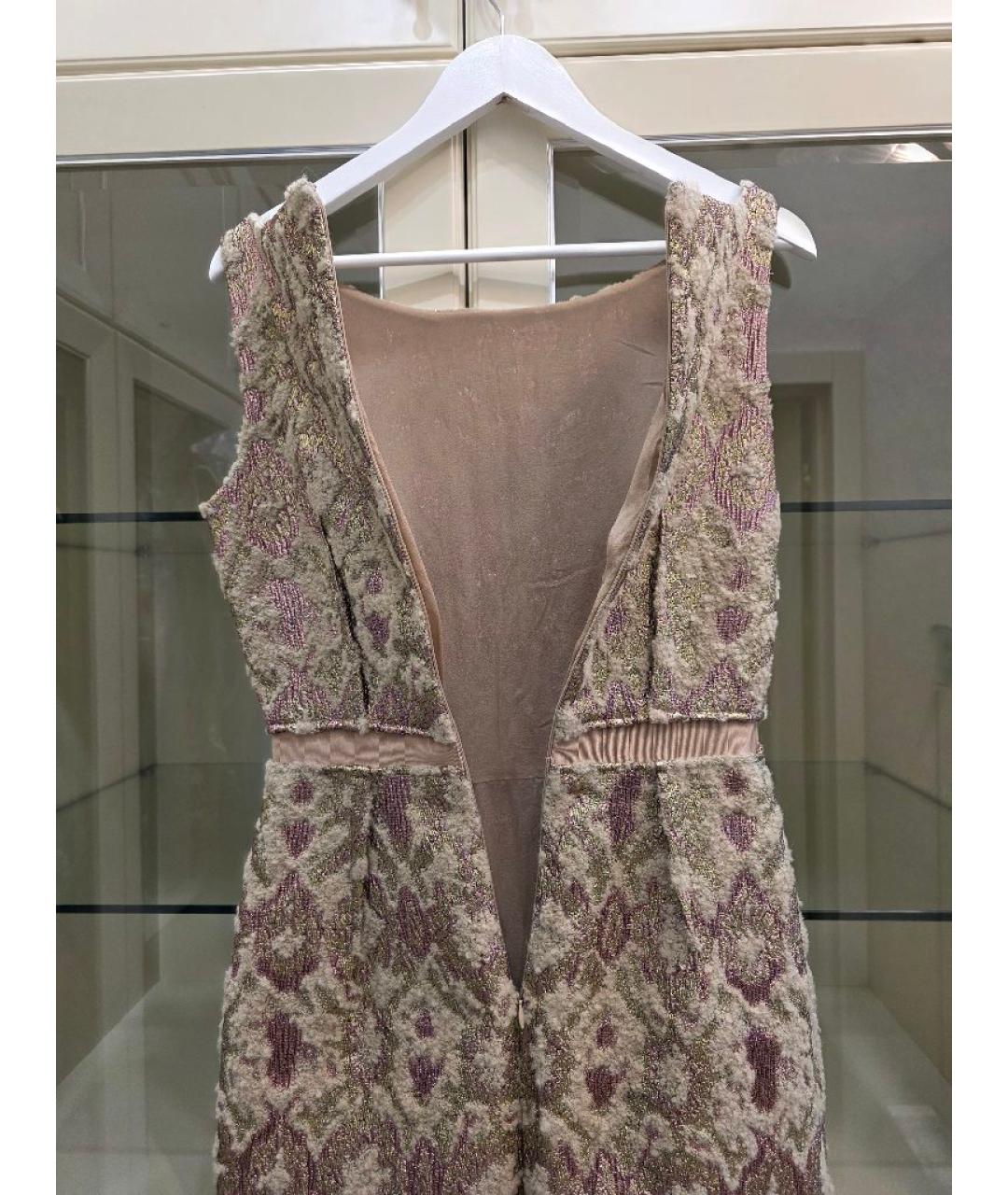 GIAMBATTISTA VALLI Золотое шерстяное коктейльное платье, фото 6