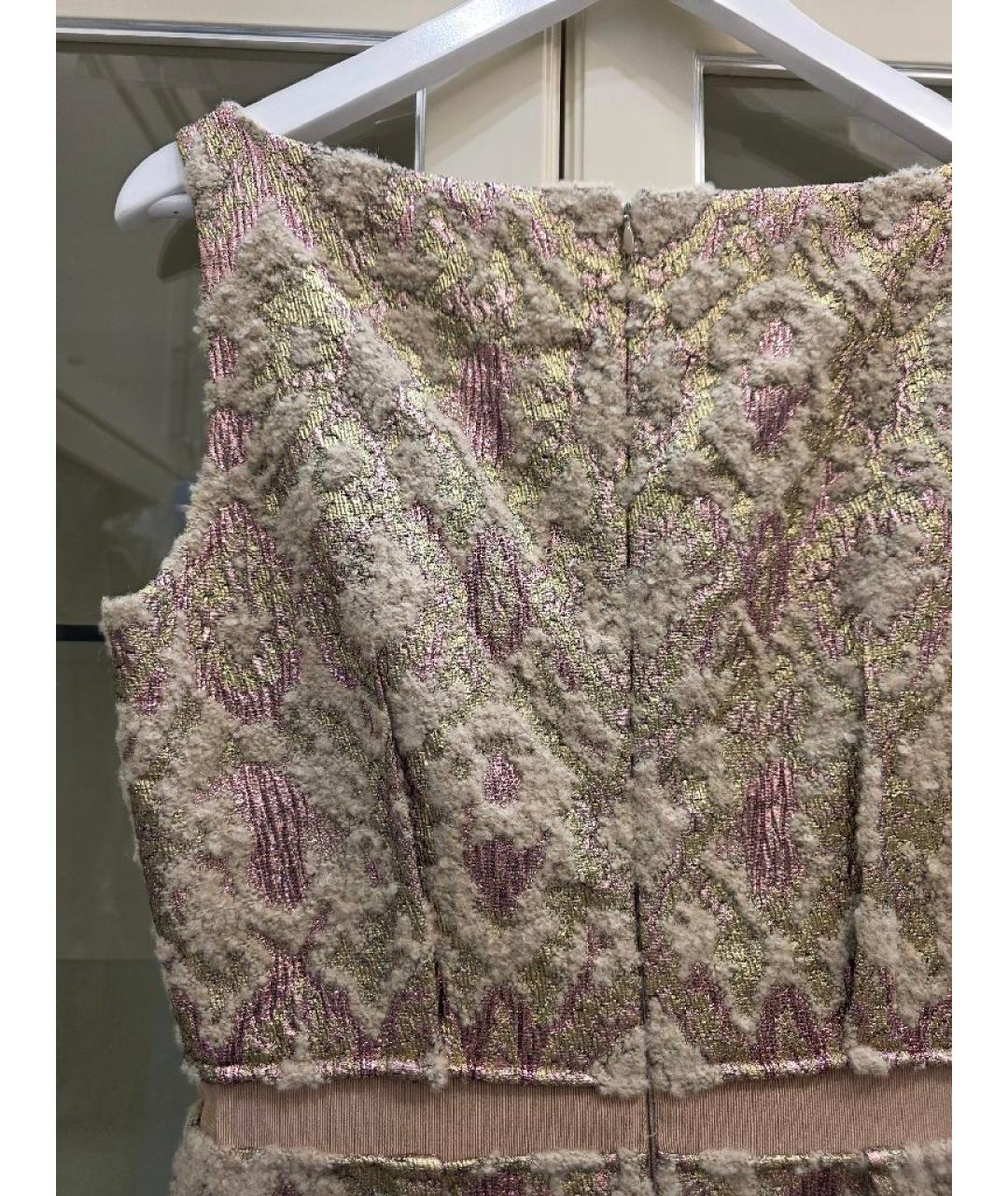 GIAMBATTISTA VALLI Золотое шерстяное коктейльное платье, фото 5