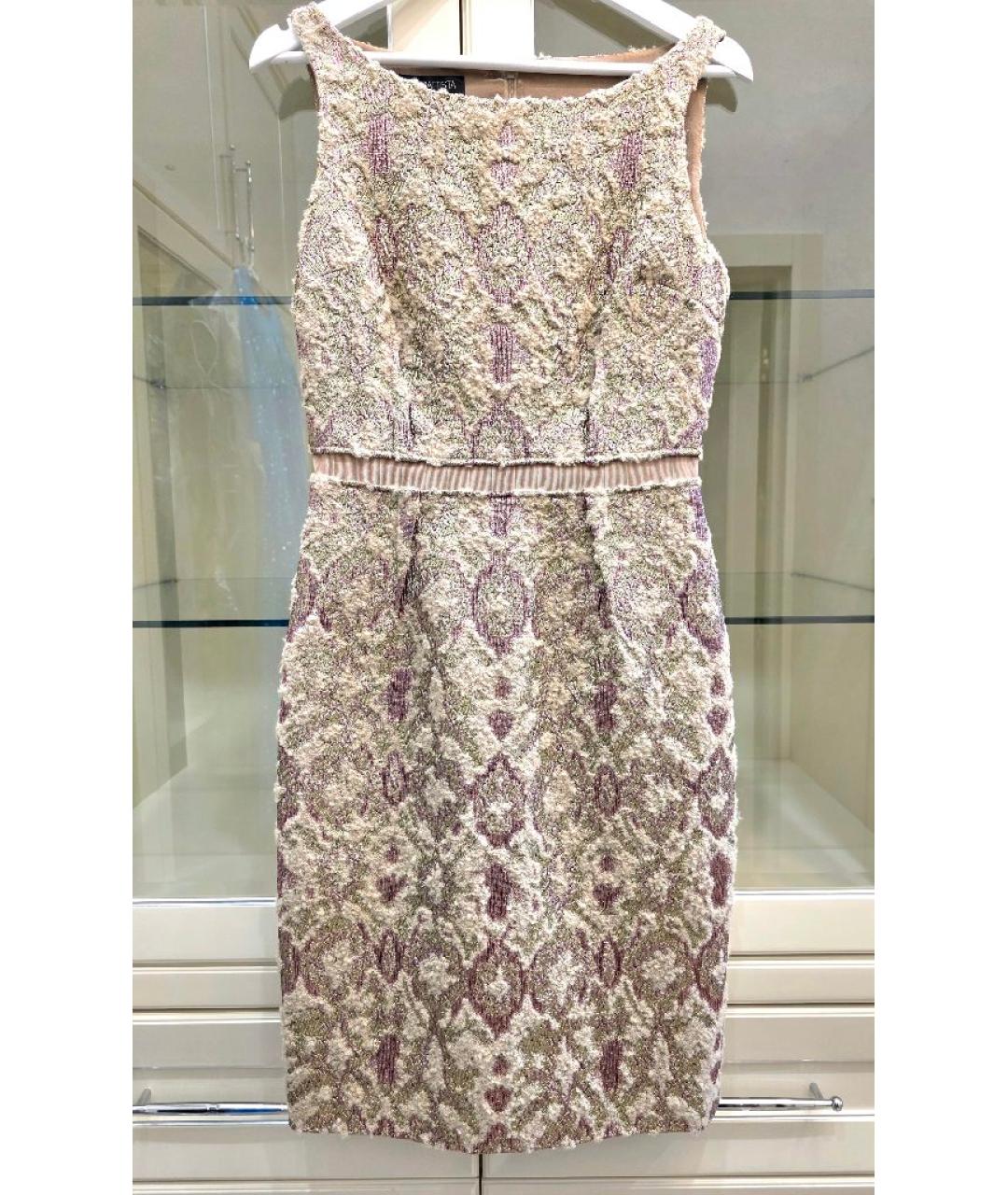 GIAMBATTISTA VALLI Золотое шерстяное коктейльное платье, фото 10