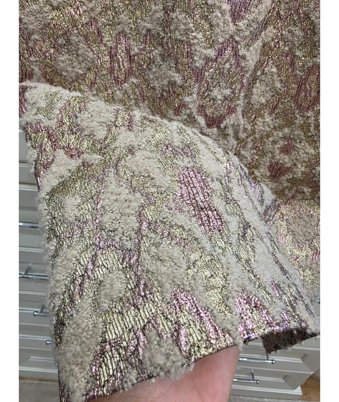 GIAMBATTISTA VALLI Золотое шерстяное коктейльное платье, фото 3