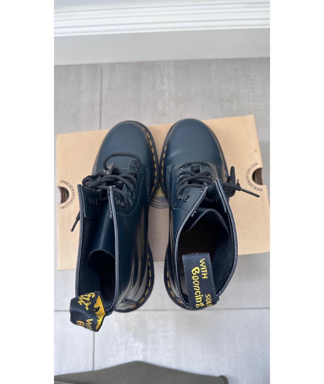 DR. MARTENS Темно-синие кожаные высокие ботинки, фото 3
