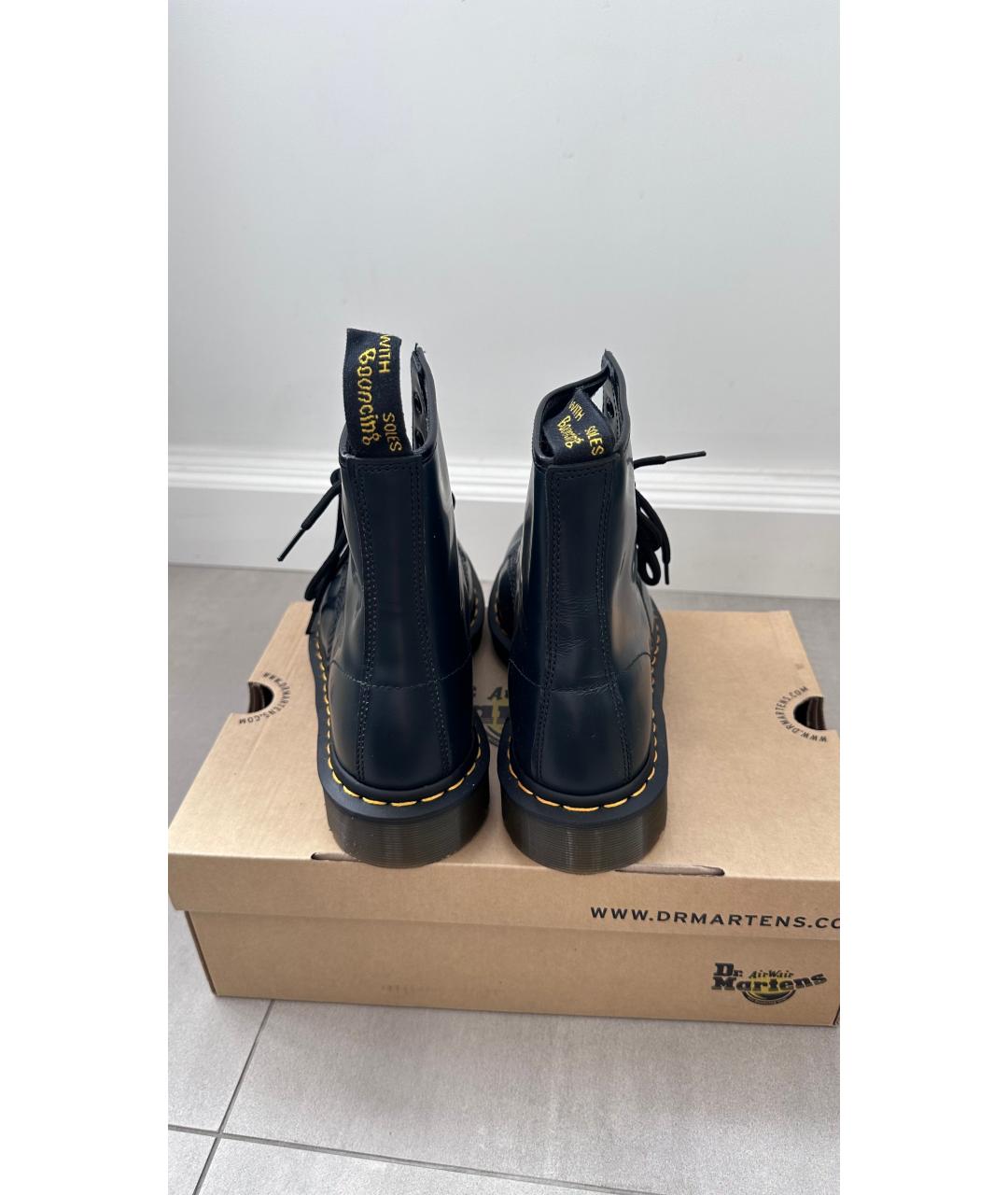 DR. MARTENS Темно-синие кожаные высокие ботинки, фото 4