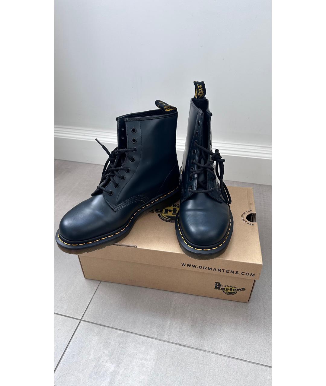 DR. MARTENS Темно-синие кожаные высокие ботинки, фото 5