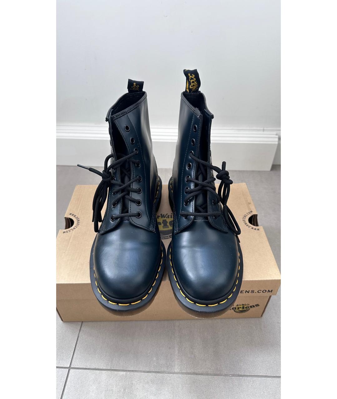 DR. MARTENS Темно-синие кожаные высокие ботинки, фото 2