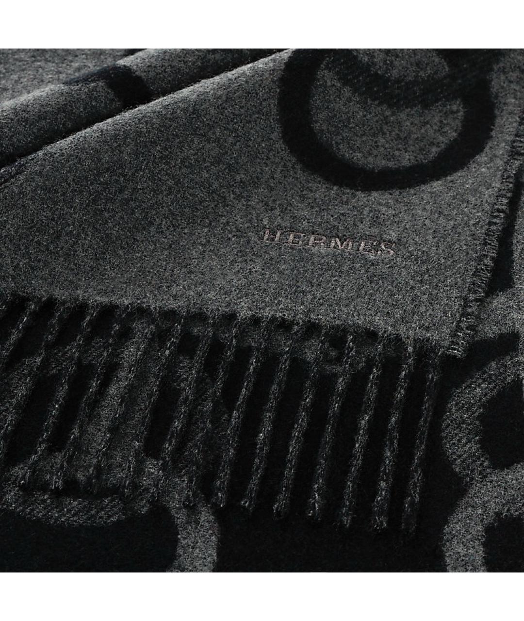 HERMES Антрацитовый кашемировый шарф, фото 2