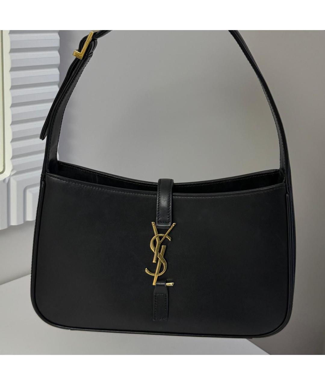 SAINT LAURENT Черная кожаная сумка с короткими ручками, фото 5