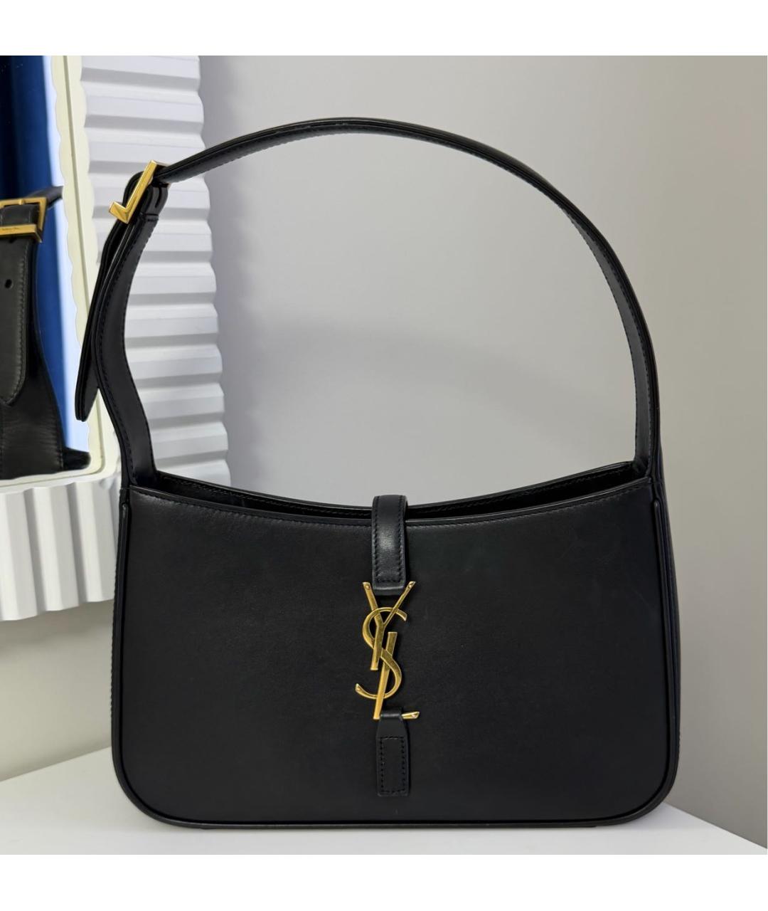 SAINT LAURENT Черная кожаная сумка с короткими ручками, фото 3