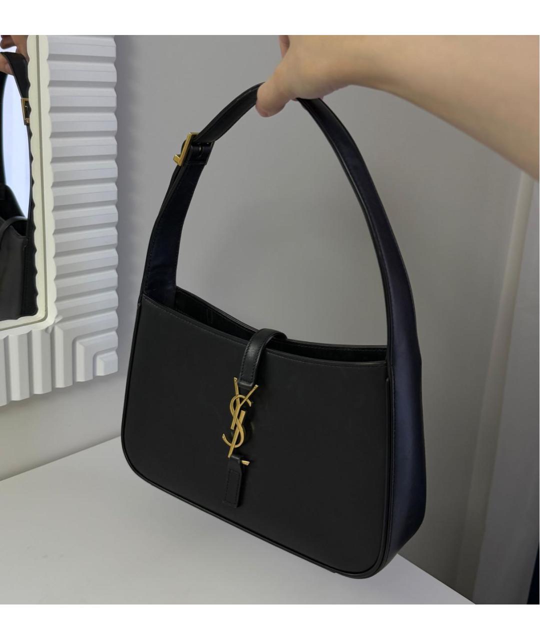 SAINT LAURENT Черная кожаная сумка с короткими ручками, фото 2