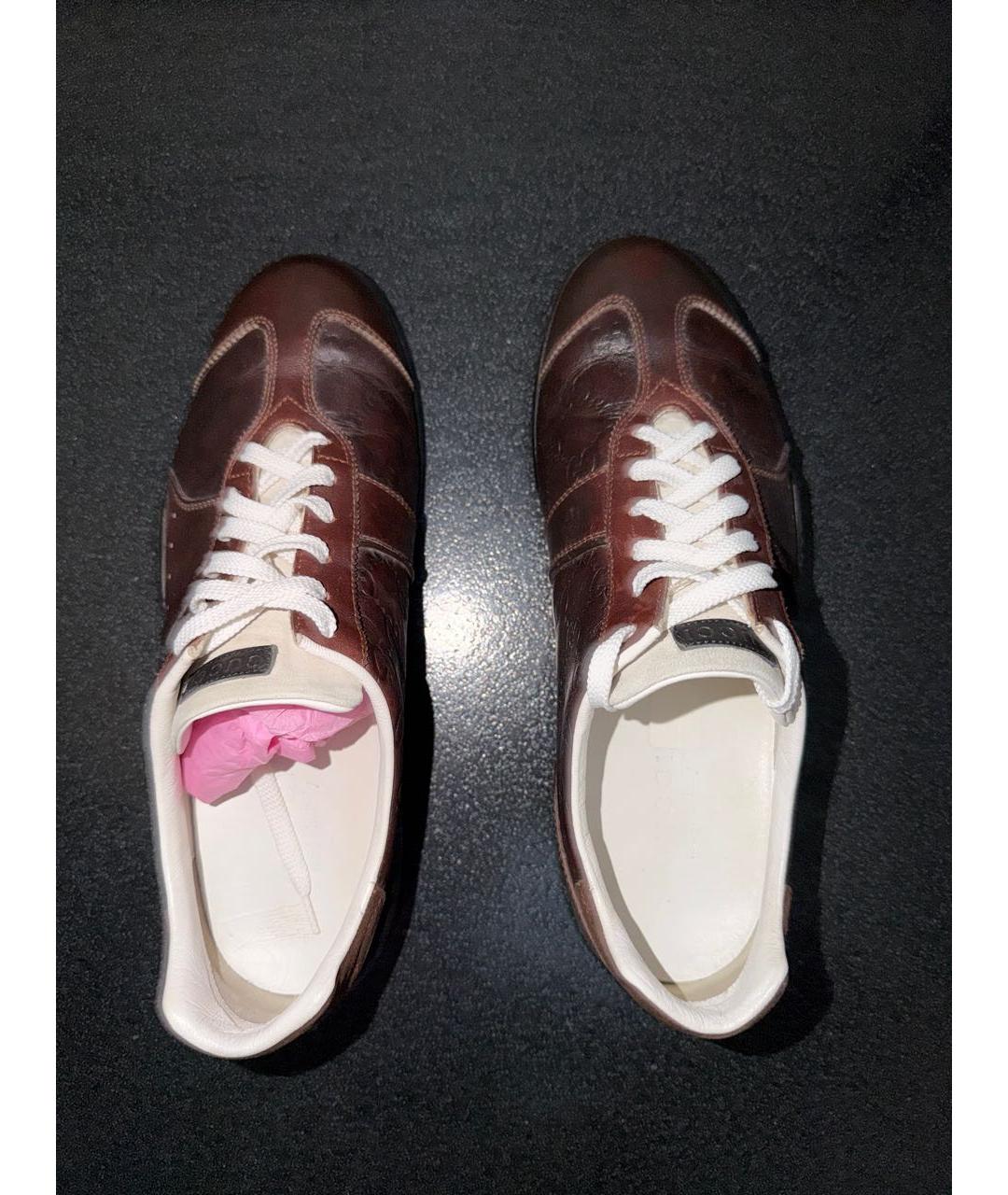 GUCCI Коричневые кожаные кроссовки, фото 3