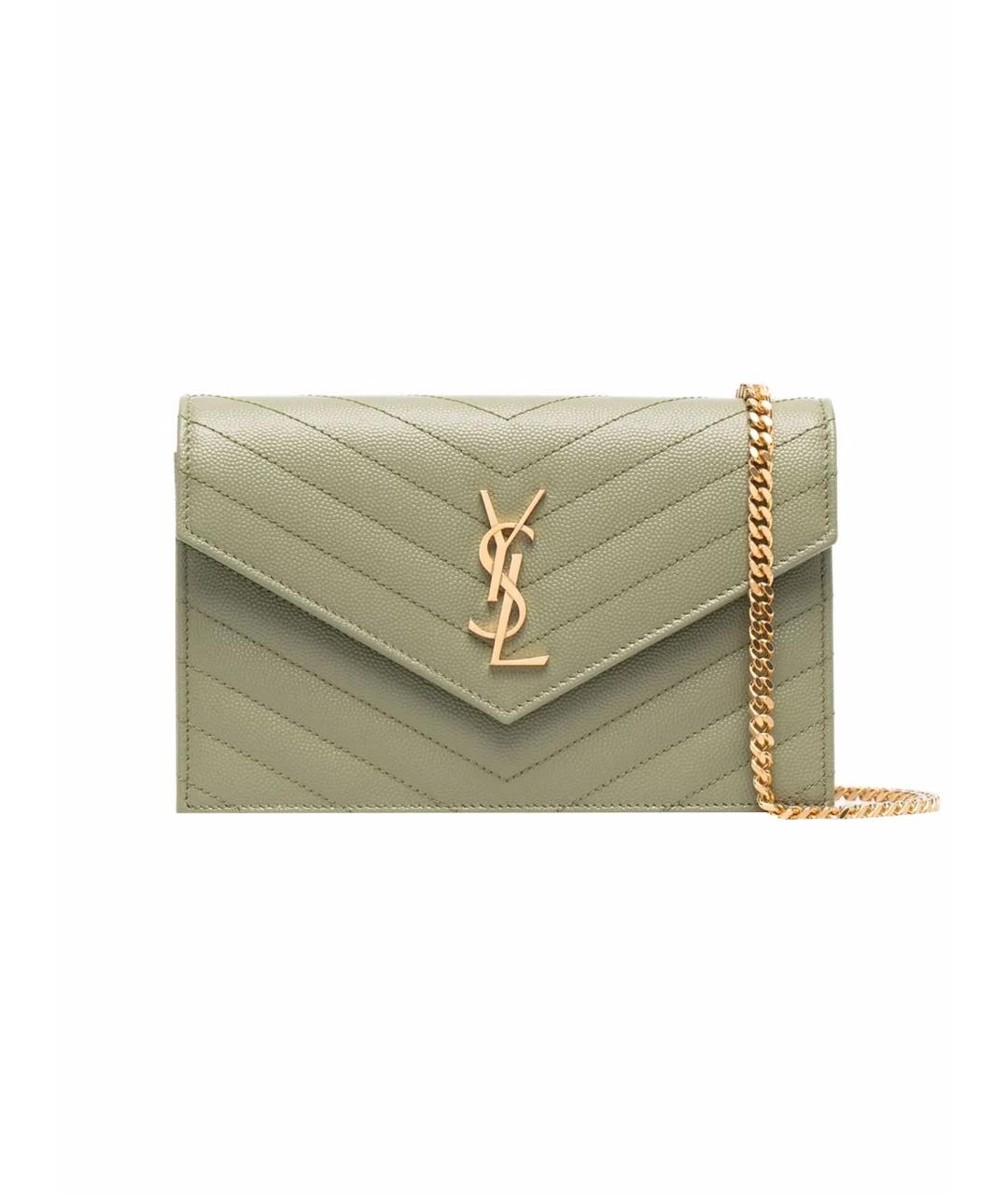 SAINT LAURENT Зеленая кожаная сумка через плечо, фото 1