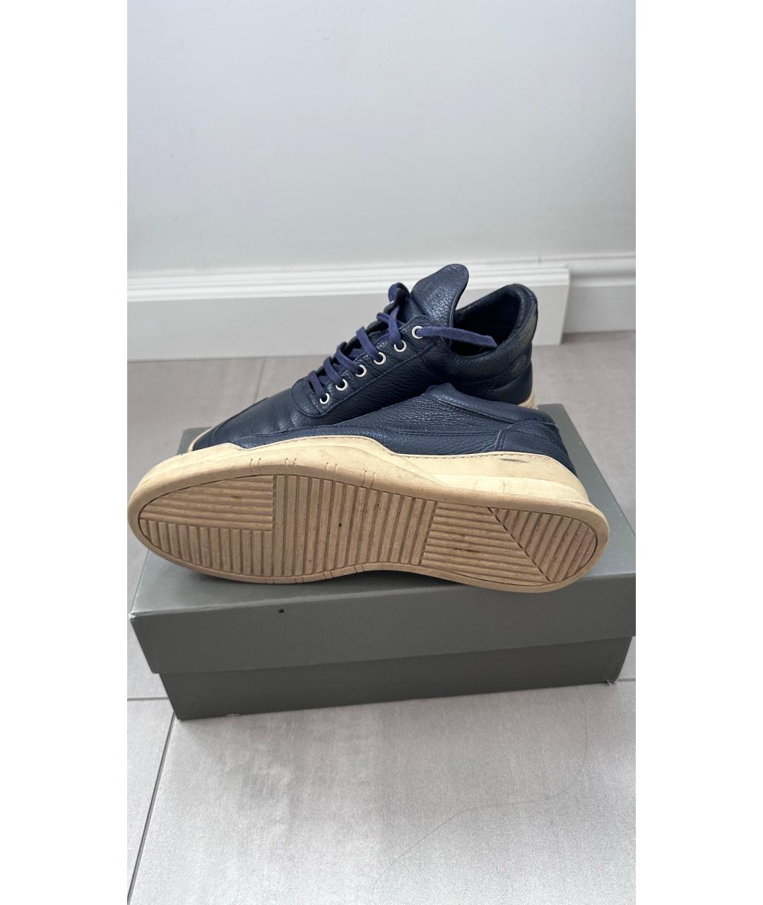 Filling pieces Темно-синие кожаные низкие кроссовки / кеды, фото 5