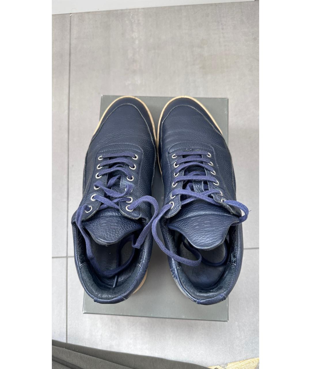 Filling pieces Темно-синие кожаные низкие кроссовки / кеды, фото 3