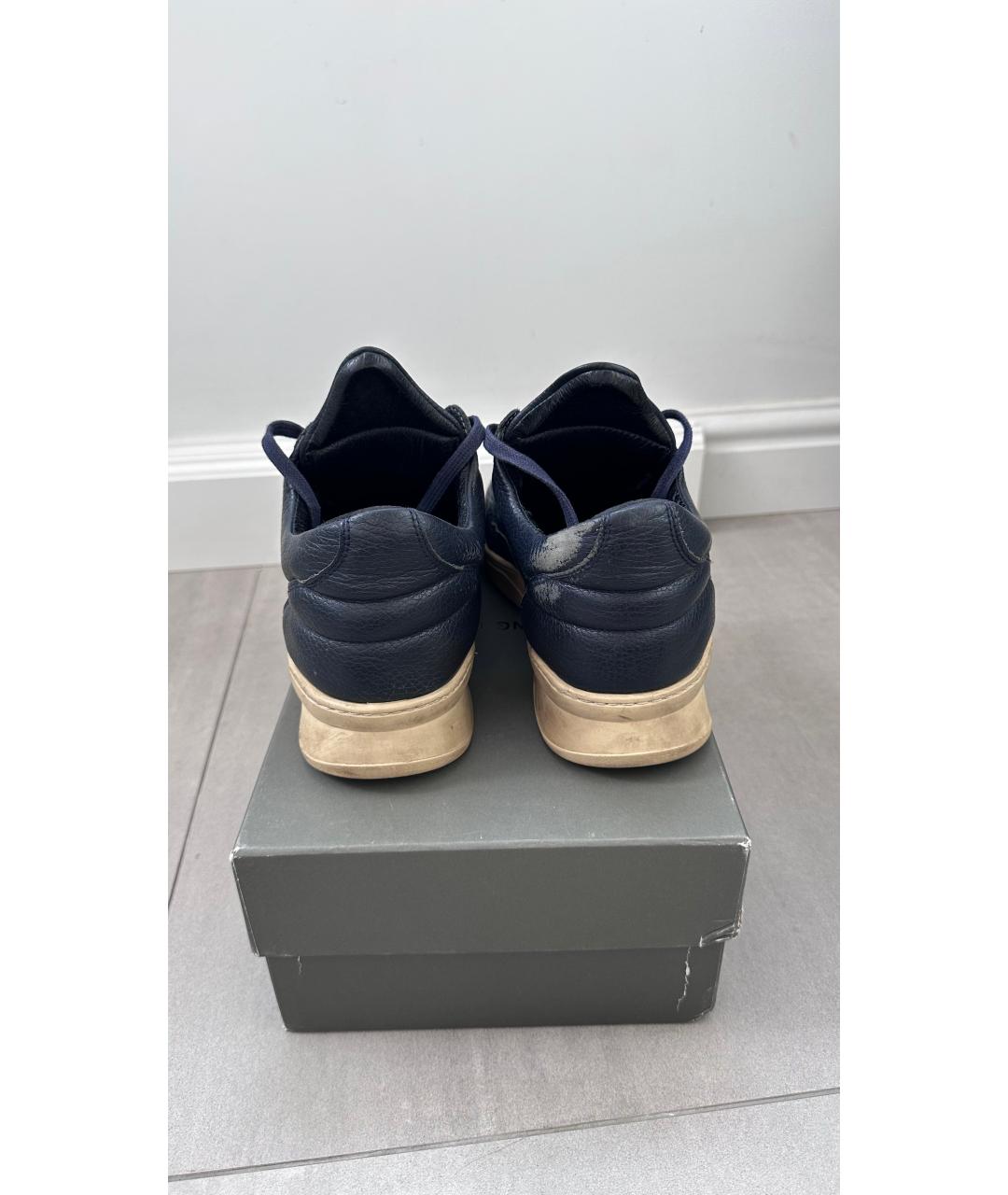 Filling pieces Темно-синие кожаные низкие кроссовки / кеды, фото 4