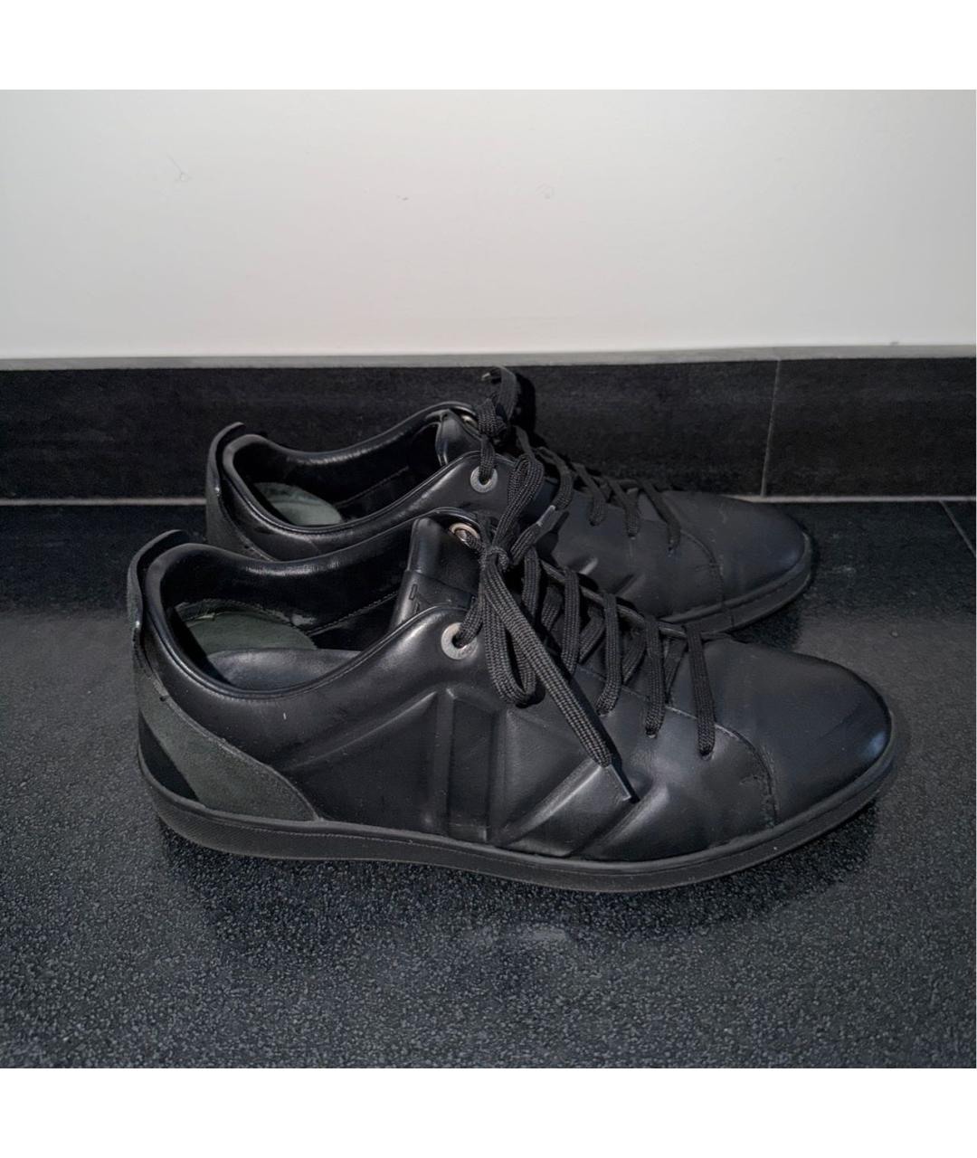 LOUIS VUITTON Черные кожаные низкие кроссовки / кеды, фото 5