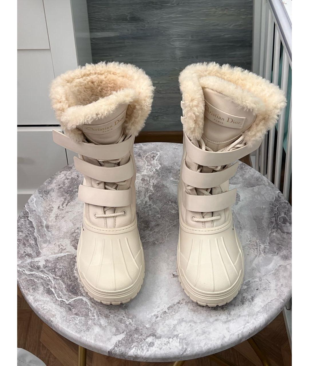 CHRISTIAN DIOR Бежевые кожаные сапоги, фото 2