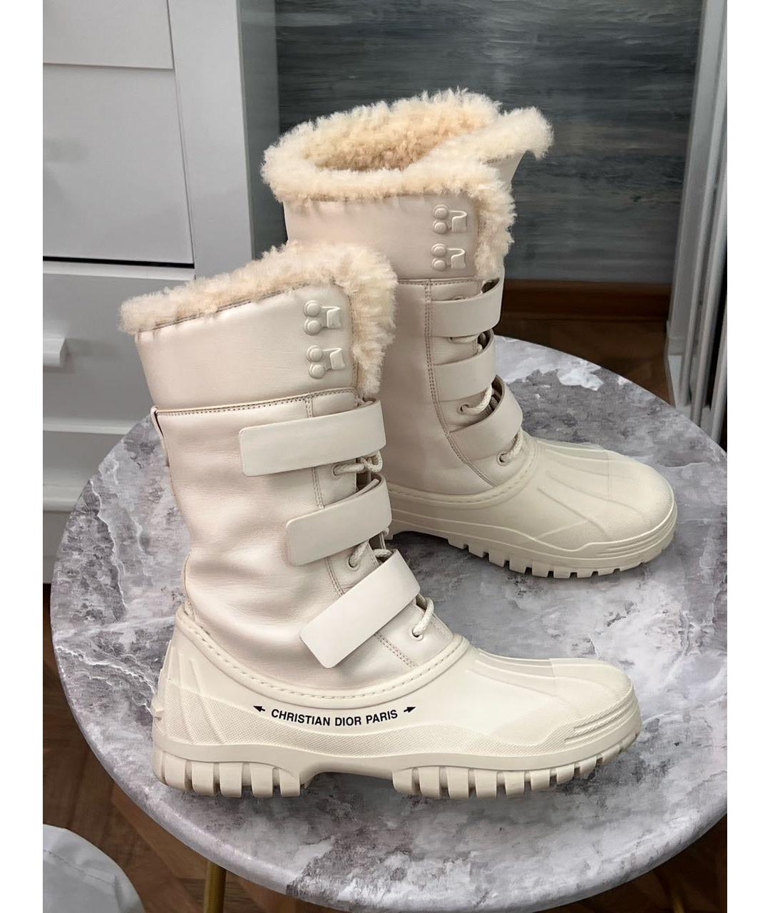 CHRISTIAN DIOR Бежевые кожаные сапоги, фото 4