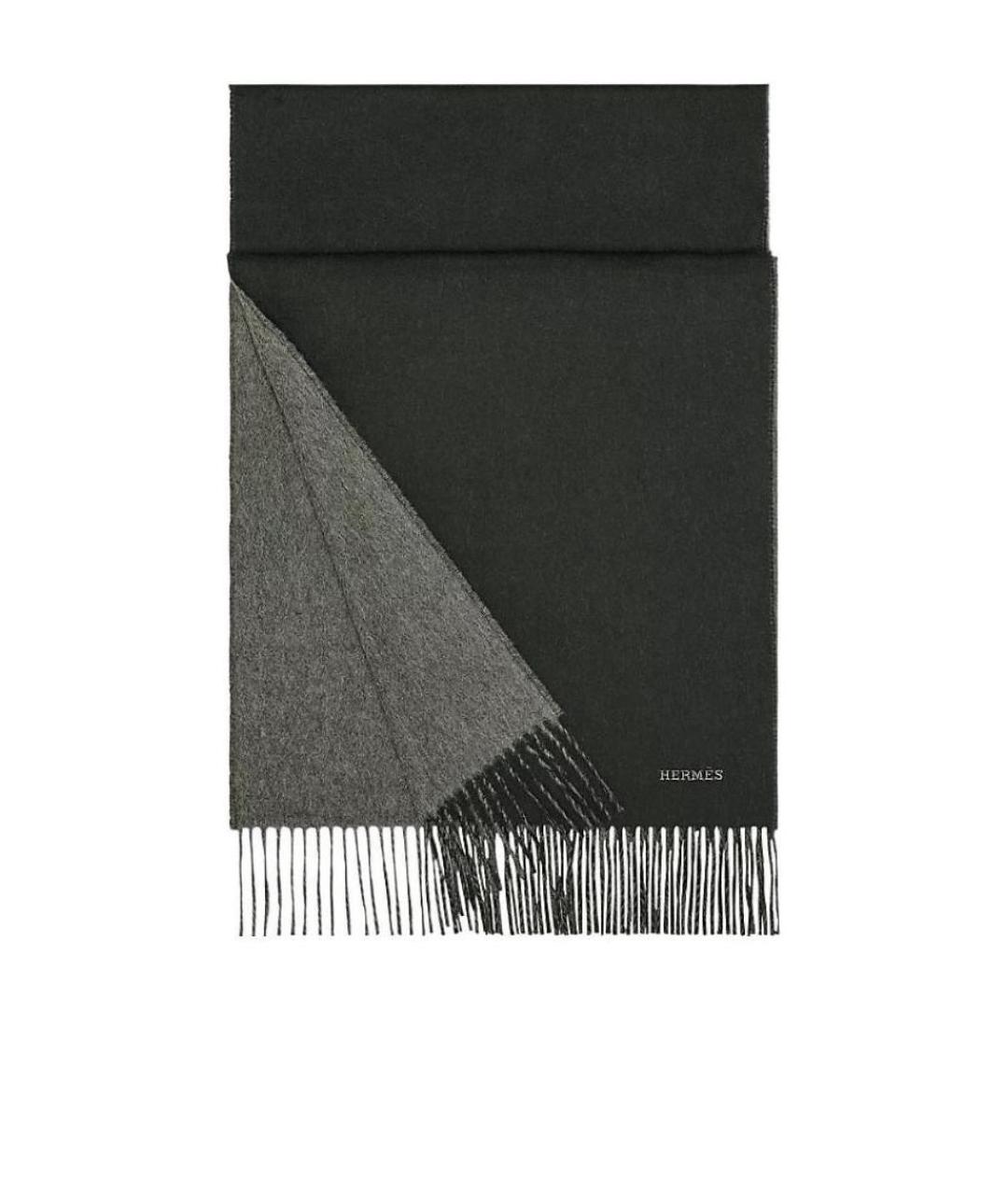 HERMES Черный кашемировый шарф, фото 1