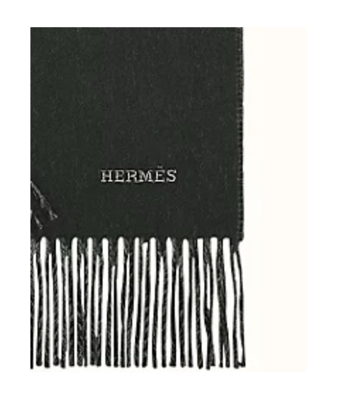 HERMES Черный кашемировый шарф, фото 2