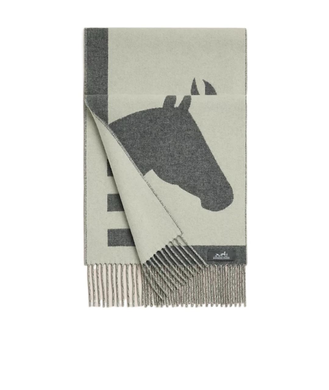 HERMES Серый кашемировый шарф, фото 1