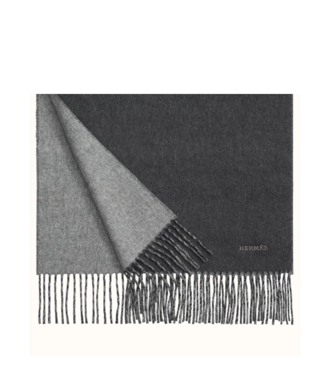 HERMES Антрацитовый кашемировый шарф, фото 2