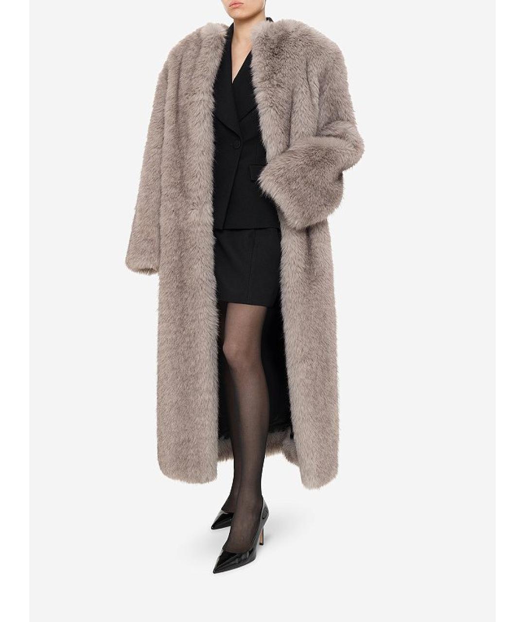 THE ANDAMANE Серая полиэстеровая шуба, фото 5