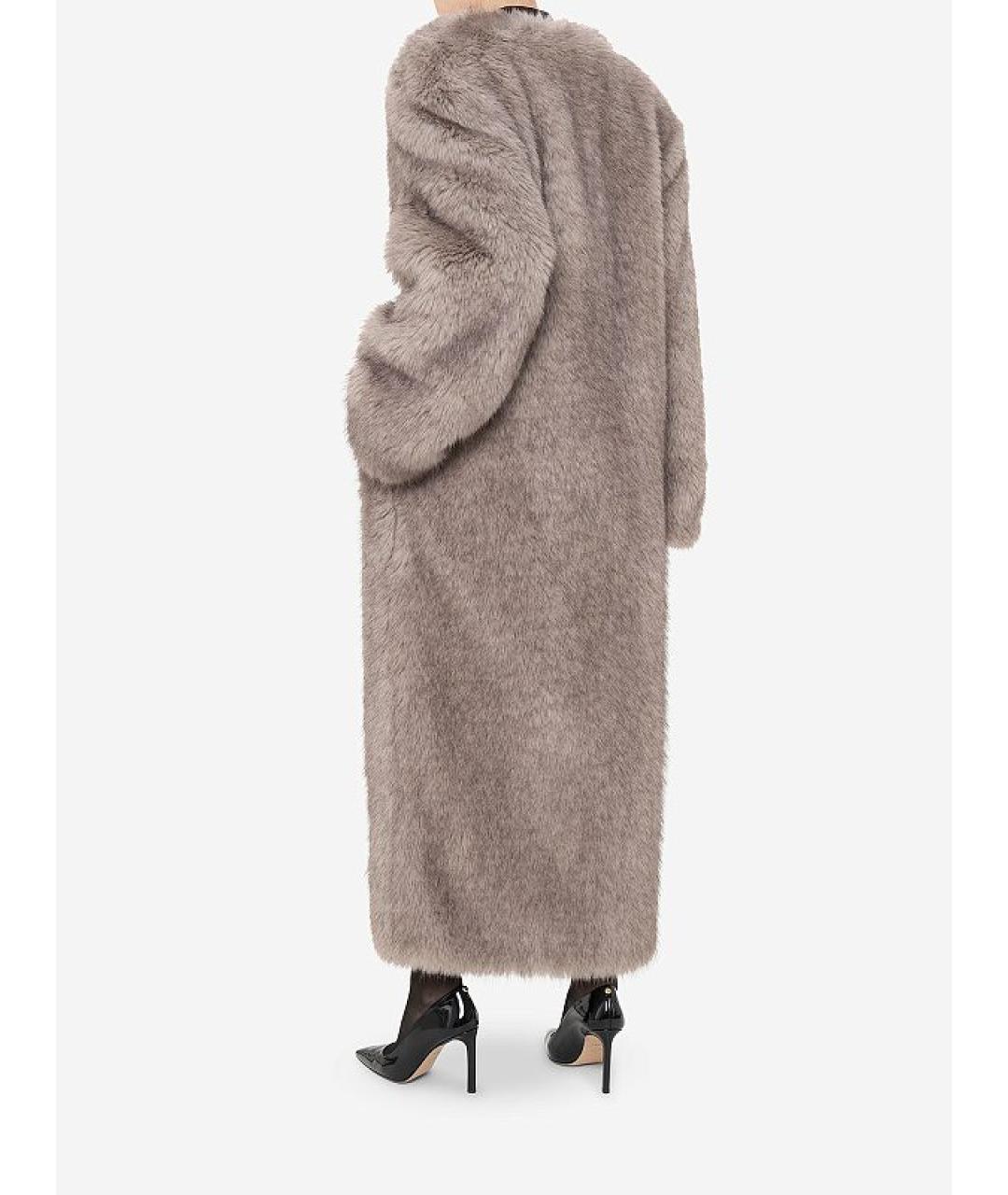 THE ANDAMANE Серая полиэстеровая шуба, фото 6