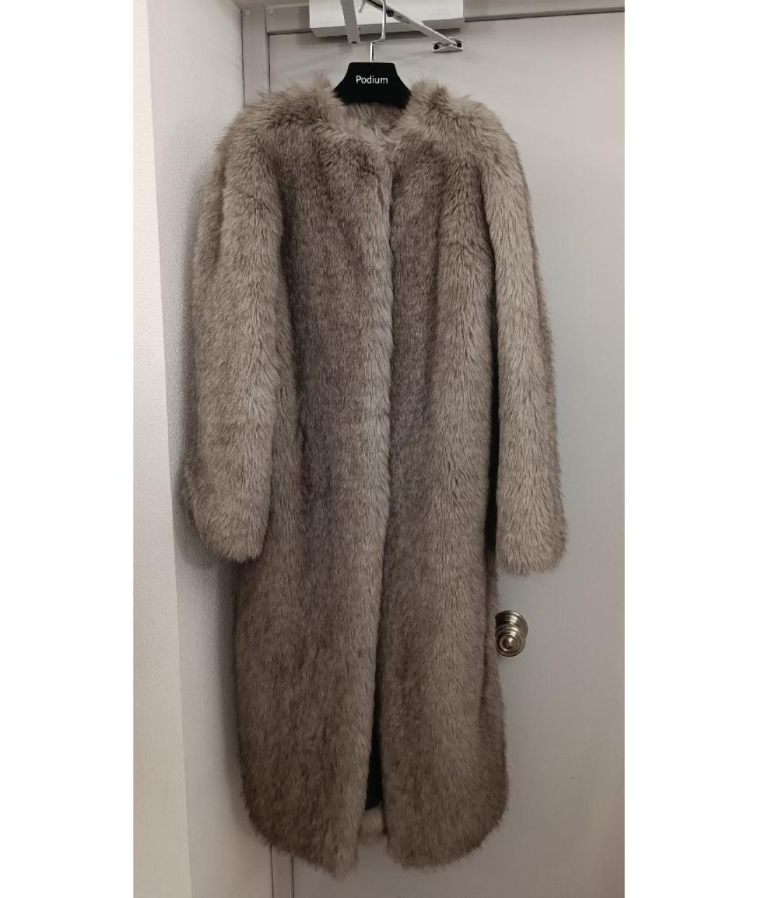 THE ANDAMANE Серая полиэстеровая шуба, фото 7