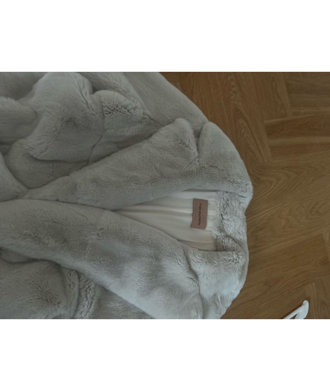 YVES SALOMON Бежевая меховая шуба, фото 4