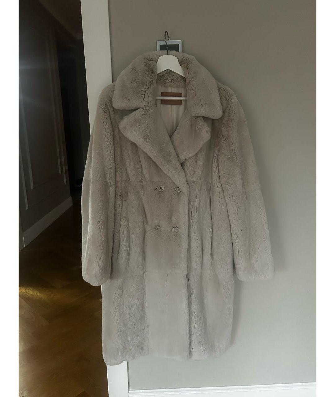 YVES SALOMON Бежевая меховая шуба, фото 7