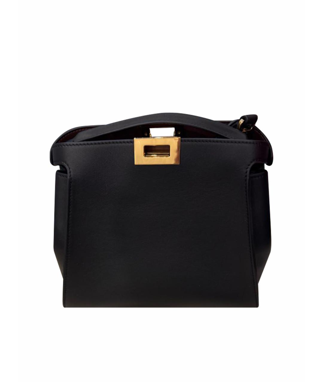 FENDI Черная кожаная сумка с короткими ручками, фото 1