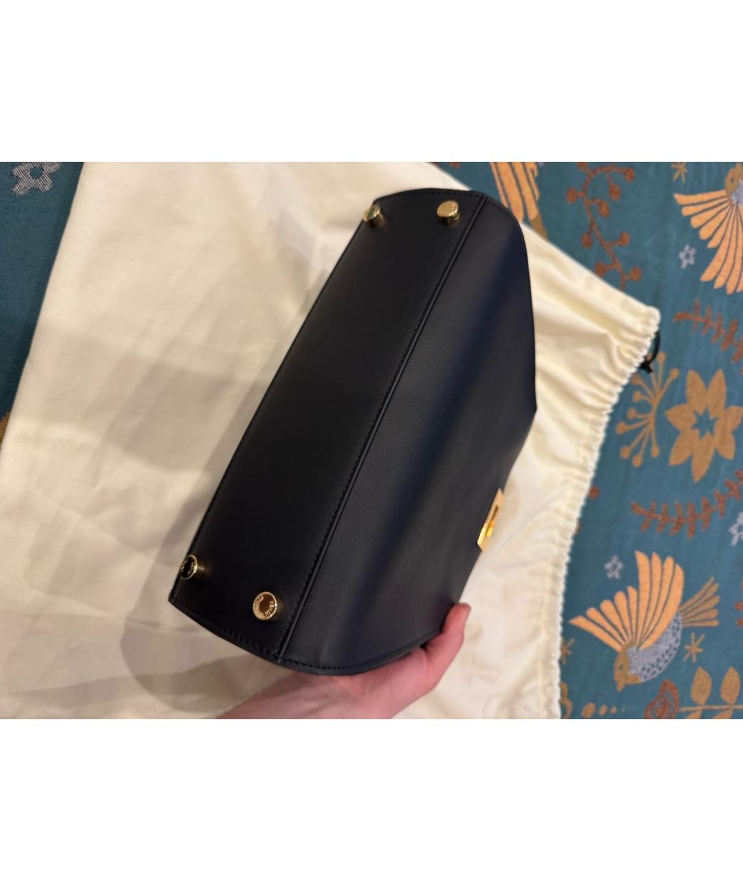 FENDI Черная кожаная сумка с короткими ручками, фото 4