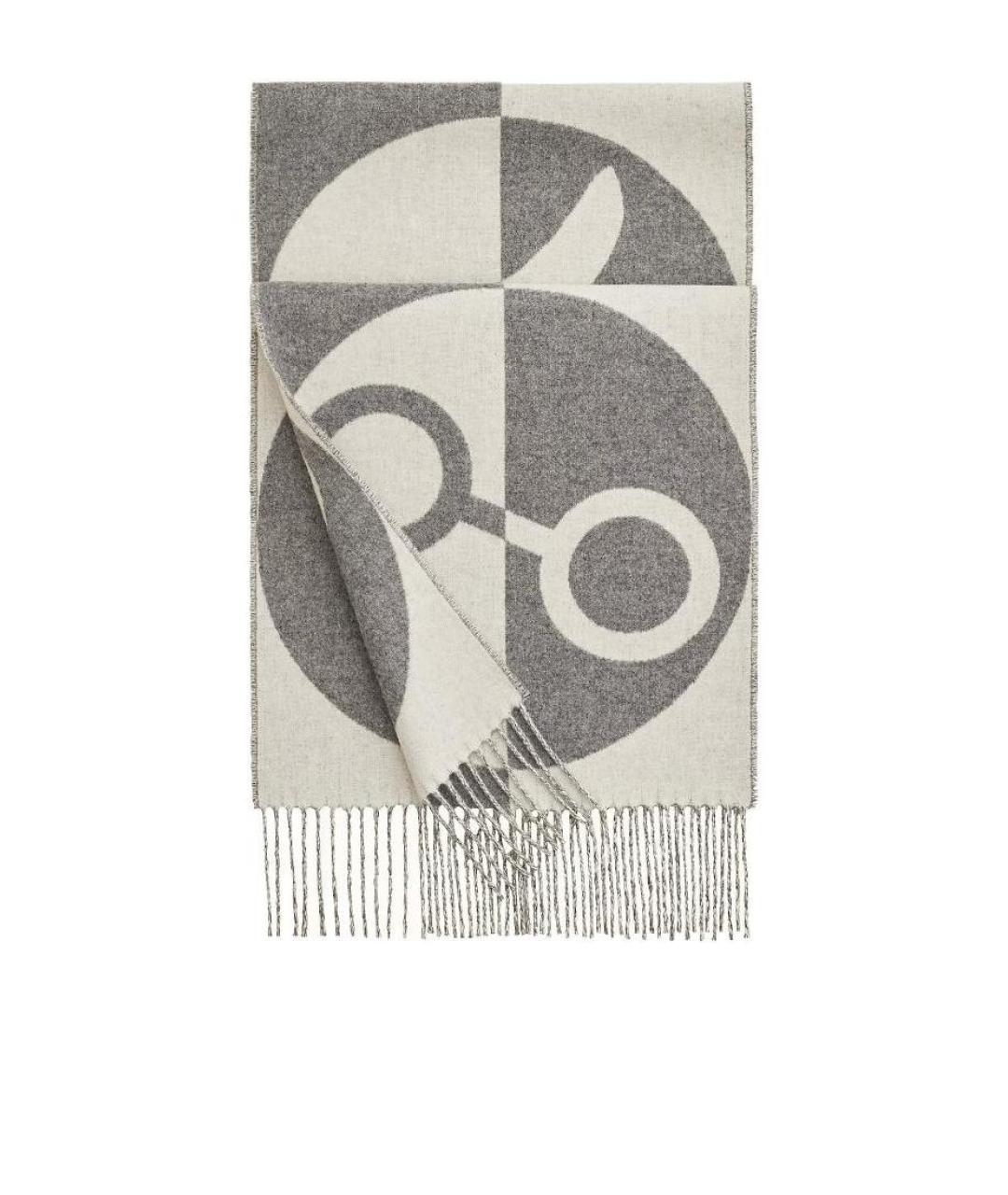 HERMES Серый кашемировый шарф, фото 1