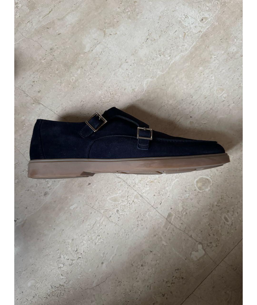 SANTONI Темно-синие замшевые лоферы, фото 6