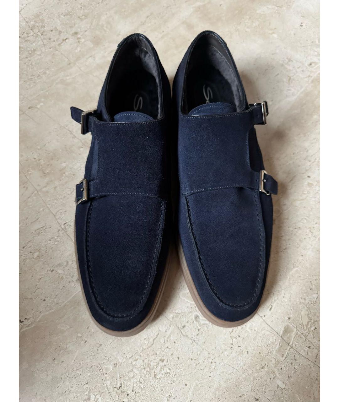 SANTONI Темно-синие замшевые лоферы, фото 2