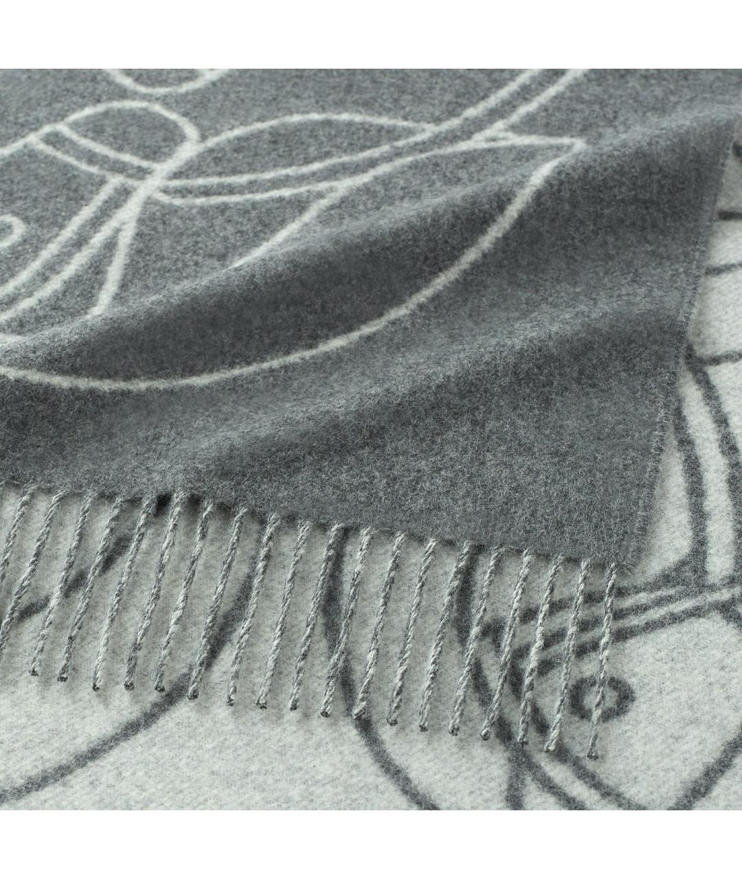 HERMES Серый кашемировый шарф, фото 2